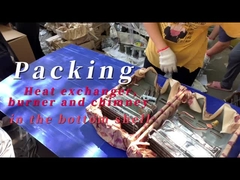 नीचे के खोल में हीट एक्सचेंजर, बर्नर और चिमनी को पैक करना